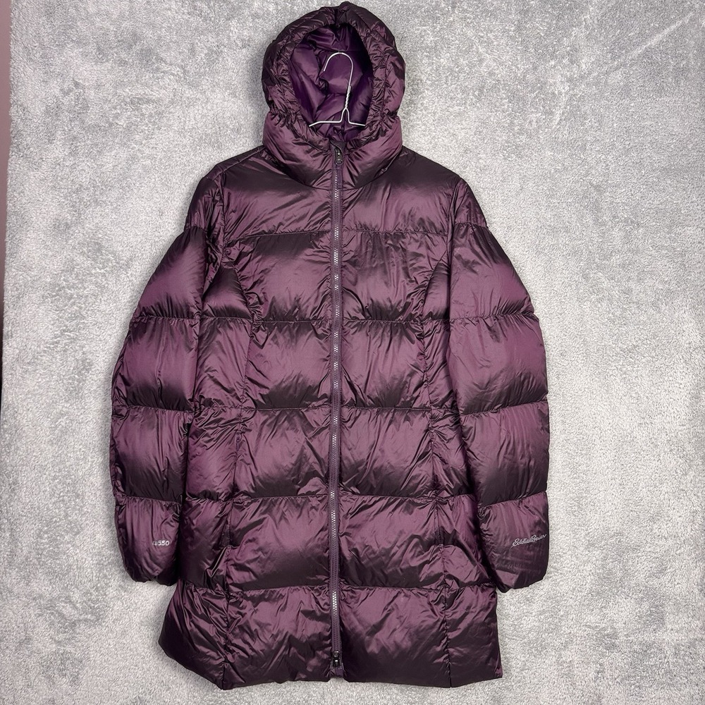 Eddie Bauer Luna Peak Down Parka‎ Womens L Jacket Quilted Puffer EB550 Purple